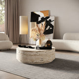 VIG Furniture Nova Domus Roma - Modern Faux Travertine Round Coffee Table VGAN-ROMA-RND-CT