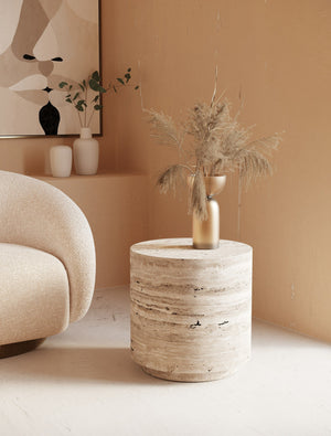 VIG Furniture Nova Domus Roma - Modern Faux Travertine Round End Table VGAN-ROMA-RND-ET