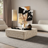 VIG Furniture Nova Domus Roma - Modern Faux Travertine Square Coffee Table VGAN-ROMA-SQR-CT