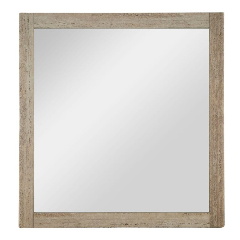 VIG Furniture Roma Faux Travertine Mirror With Gold Trim — 40"X42" Modern Wall Mirror, Lightweight Hpl Frame, Elegant Accent VGAN-ROMA-MIR