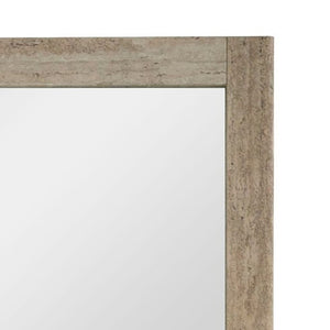 VIG Furniture Roma Faux Travertine Mirror With Gold Trim — 40"X42" Modern Wall Mirror, Lightweight Hpl Frame, Elegant Accent VGAN-ROMA-MIR