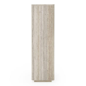 VIG Furniture Roma Faux Travertine Bookcase With Gold Hardware, 3 Open Shelves & Soft-Closing Drawer, 63" Tall VGAN-ROMA-BOOK