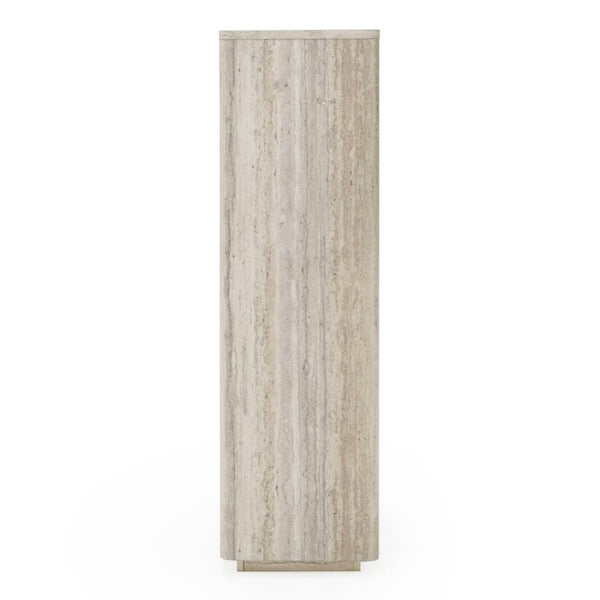 VIG Furniture Roma Faux Travertine Bookcase With Gold Hardware, 3 Open Shelves & Soft-Closing Drawer, 63" Tall VGAN-ROMA-BOOK