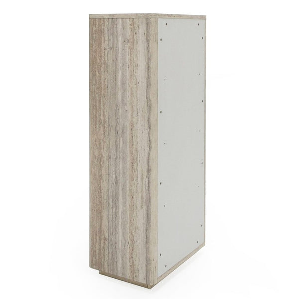 VIG Furniture Roma Faux Travertine Bookcase With Gold Hardware, 3 Open Shelves & Soft-Closing Drawer, 63" Tall VGAN-ROMA-BOOK