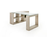 VIG Furniture Nova Domus Roma - Modern Glass + Faux Travertine Reversible Desk VGAN-ROMA-DESK