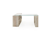 VIG Furniture Nova Domus Roma - Modern Glass + Faux Travertine Reversible Desk VGAN-ROMA-DESK