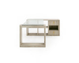 VIG Furniture Nova Domus Roma - Modern Glass + Faux Travertine Reversible Desk VGAN-ROMA-DESK