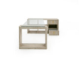 VIG Furniture Nova Domus Roma - Modern Glass + Faux Travertine Reversible Desk VGAN-ROMA-DESK