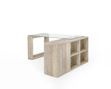 VIG Furniture Nova Domus Roma - Modern Glass + Faux Travertine Reversible Desk VGAN-ROMA-DESK