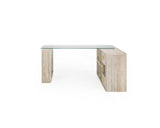 VIG Furniture Nova Domus Roma - Modern Glass + Faux Travertine Reversible Desk VGAN-ROMA-DESK