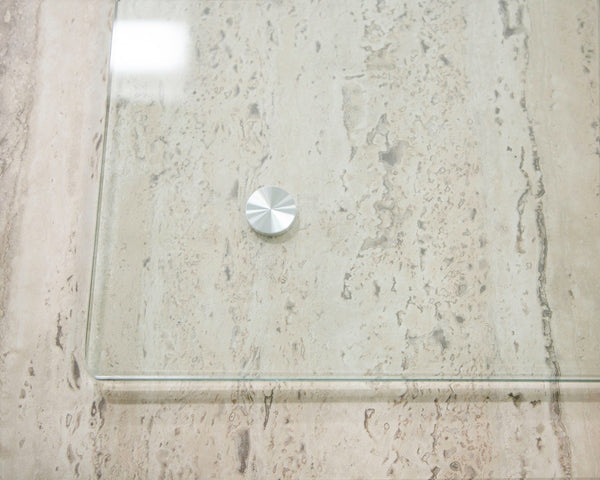 VIG Furniture Nova Domus Roma - Modern Glass + Faux Travertine Reversible Desk VGAN-ROMA-DESK