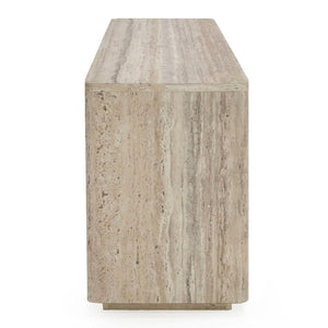 VIG Furniture Roma Faux Travertine File Cabinet With Gold Hardware, Soft-Close Drawers, Tip-Over Restraint, 60" Wide VGAN-ROMA-FILE