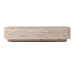 VIG Furniture Roma Faux Travertine Rectangular Coffee Table 55" X 32" Modern Solid Silhouette, Durable Hpl Finish VGAN-ROMA-CT