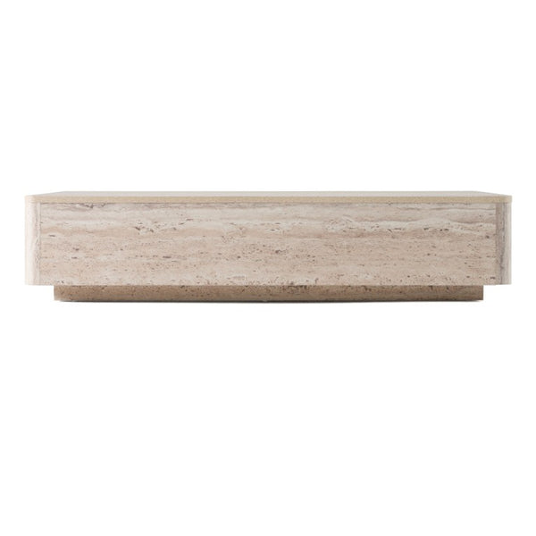 VIG Furniture Roma Faux Travertine Rectangular Coffee Table 55" X 32" Modern Solid Silhouette, Durable Hpl Finish VGAN-ROMA-CT