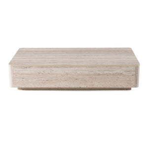 VIG Furniture Roma Faux Travertine Rectangular Coffee Table 55" X 32" Modern Solid Silhouette, Durable Hpl Finish VGAN-ROMA-CT