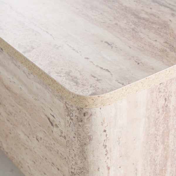 VIG Furniture Roma Faux Travertine Rectangular Coffee Table 55" X 32" Modern Solid Silhouette, Durable Hpl Finish VGAN-ROMA-CT