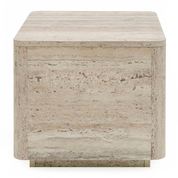 VIG Furniture Roma Modern Faux Travertine Square End Table — Durable Hpl Stone Look, Compact 20" X 20" X 18" Design VGAN-ROMA-ET