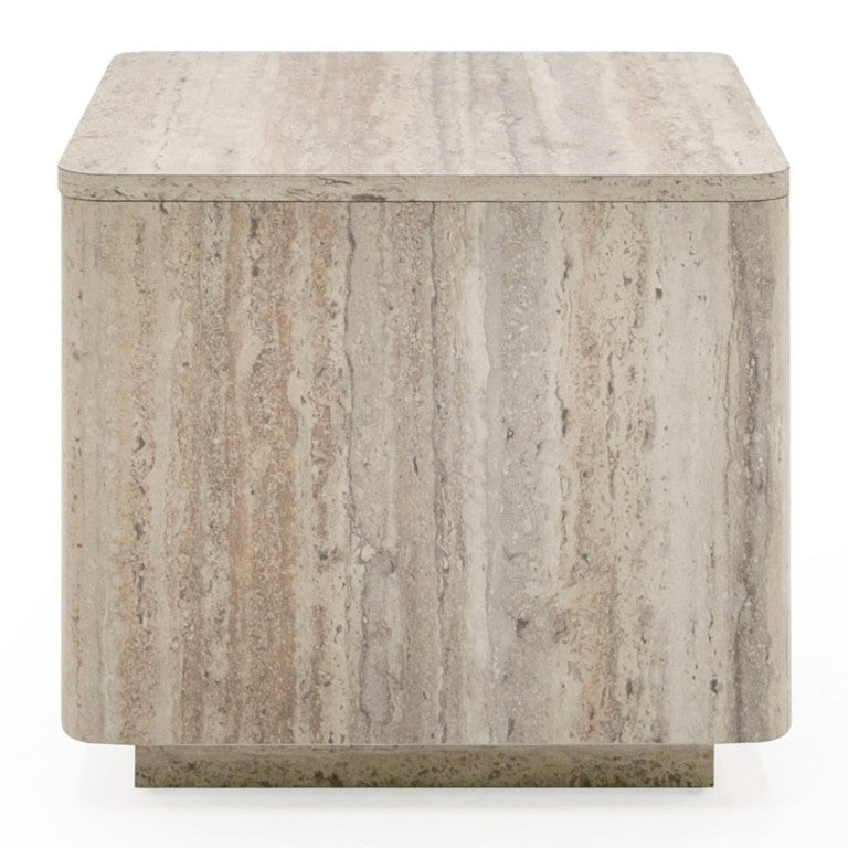 VIG Furniture Roma Modern Faux Travertine Square End Table — Durable Hpl Stone Look, Compact 20" X 20" X 18" Design VGAN-ROMA-ET