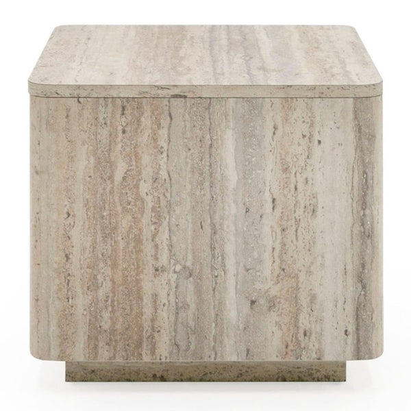 VIG Furniture Roma Modern Faux Travertine Square End Table — Durable Hpl Stone Look, Compact 20" X 20" X 18" Design VGAN-ROMA-ET