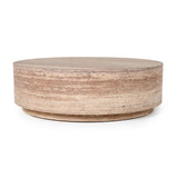 Nova Domus Roma - Modern Faux Travertine Round Coffee Table