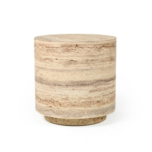 VIG Furniture Nova Domus Roma - Modern Faux Travertine Round End Table VGAN-ROMA-RND-ET