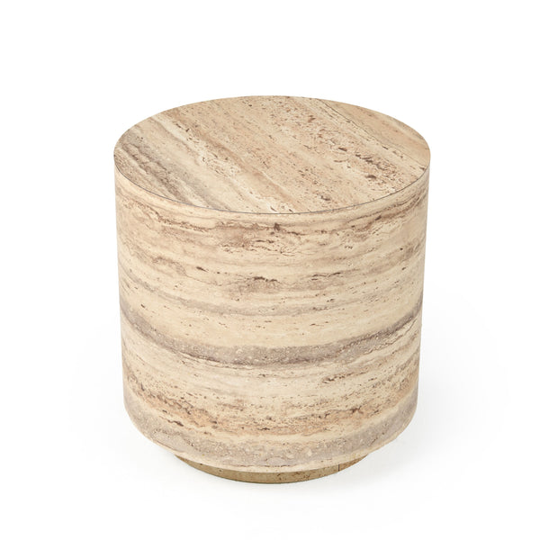 VIG Furniture Nova Domus Roma - Modern Faux Travertine Round End Table VGAN-ROMA-RND-ET