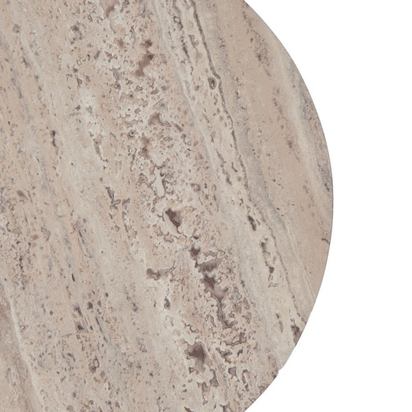 VIG Furniture Roma Sculptural Faux Travertine Round End Table 18" X18" X18" — Seamless Hpl Finish, No Assembly, Durable Elegance VGAN-ROMA-RND-ET