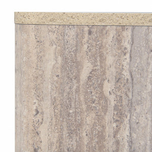 VIG Furniture Roma Square Faux Travertine Coffee Table 39" — Modern Single-Piece Low Profile Stone-Look Centerpiece VGAN-ROMA-SQR-CT
