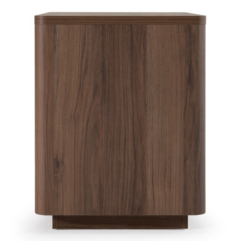 VIG Furniture Roma Cantania Oak Walnut Nightstand With Gold Handles, Soft-Closing Drawer, No Assembly Needed VGAN-ROMA-NS-WAL