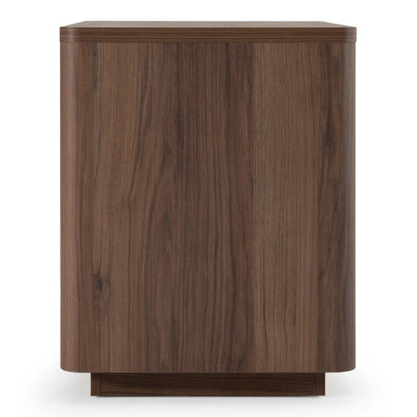 VIG Furniture Roma Cantania Oak Walnut Nightstand With Gold Handles, Soft-Closing Drawer, No Assembly Needed VGAN-ROMA-NS-WAL