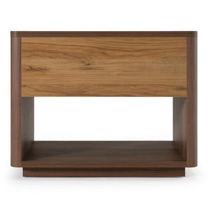 VIG Furniture Roma Cantania Oak Walnut Nightstand With Gold Handles, Soft-Closing Drawer, No Assembly Needed VGAN-ROMA-NS-WAL