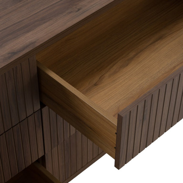 VIG Furniture Roma Modern Walnut Dresser With Gold Handles — 6 Soft-Closing Drawers, Scratch-Resistant Finish, 68" Wide VGAN-ROMA-DRS-WAL