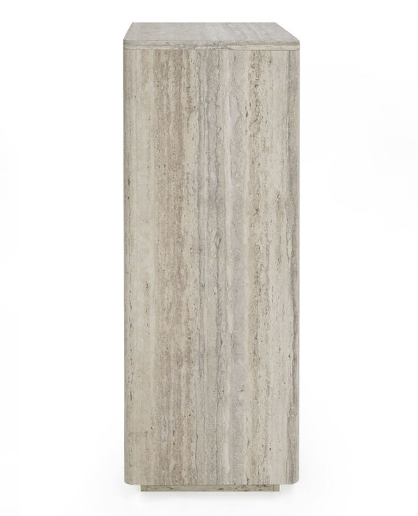 VIG Furniture Roma Faux Travertine Chest With Gold Handles, 4-Drawer Vertical Storage, Soft-Close, 36"W X51"H VGAN-ROMA-CHEST