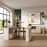 VIG Furniture Nova Domus Roma - Modern Glass + Faux Travertine Reversible Desk VGAN-ROMA-DESK