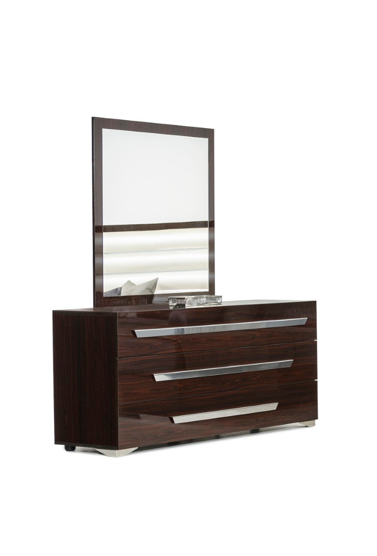 VIG Furniture Romano Slim Rectangular Mirror In High-Gloss Ebony Lacquer — Italian Craft, Modern Minimalist Style VGACROMANO-MIR
