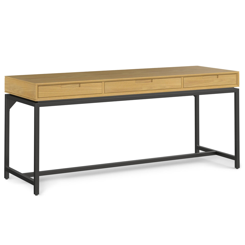 English Elm Banting Mid Century Wide Desk - Stylish Oak Veneer With Ample Storage For Home Office & More B136P158462