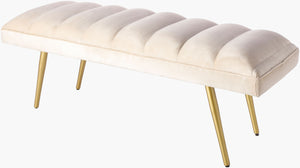 Surya Roxeanne 18"H X 48"W X 16"D Modern Hand-woven Bench – Stylish, Durable, Perfect For Any Room! Upholstery, Creamtop, Cream,Base, Gold Polyester,Iron,Polyurethane Foam,Dacron Ron-008