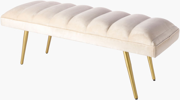 Surya Roxeanne 18"H X 48"W X 16"D Modern Hand-woven Bench – Stylish, Durable, Perfect For Any Room! Upholstery, Creamtop, Cream,Base, Gold Polyester,Iron,Polyurethane Foam,Dacron Ron-008