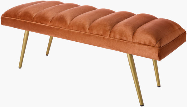 Surya Roxeanne 18"H X 48"W X 16"D Modern Hand-woven Bench – Stylish, Durable, Perfect For Any Room! Upholstery, Browntop, Brown,Base, Gold Polyester,Iron,Polyurethane Foam,Dacron Ron-009