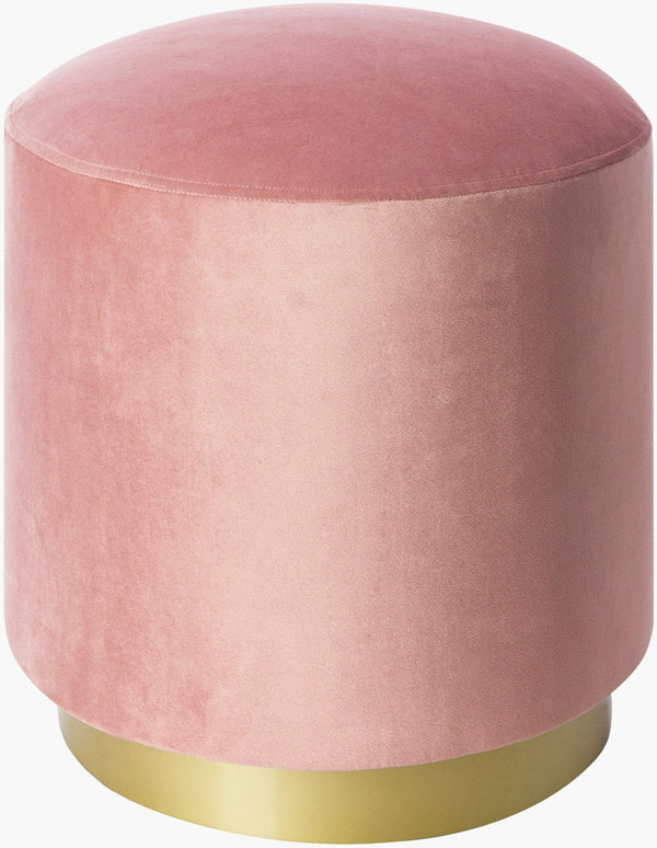 Surya Roxeanne 18" Modern Hand-woven Ottoman - Stylish Polyester & Metal Accent For Any Home Decor! Upholstery, Blushtop, Blush,Base, Gold Polyester,Iron,Polyurethane Foam Ron-010