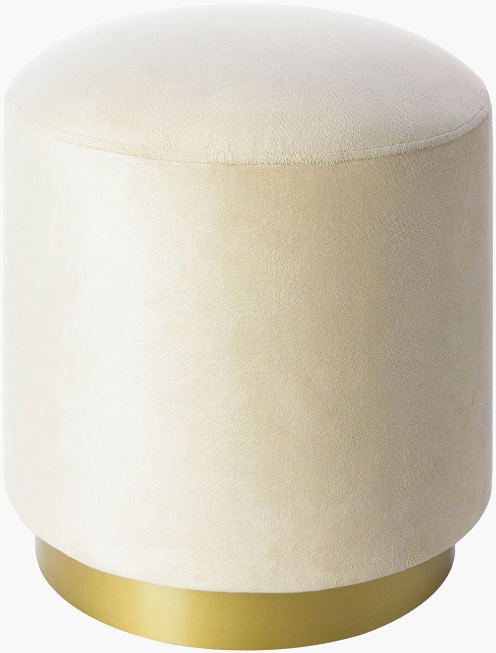 Surya Roxeanne 18" Modern Hand-woven Ottoman - Stylish Polyester & Metal Accent For Any Home Decor! Upholstery, Creamtop, Cream,Base, Gold Polyester,Iron,Polyurethane Foam Ron-011