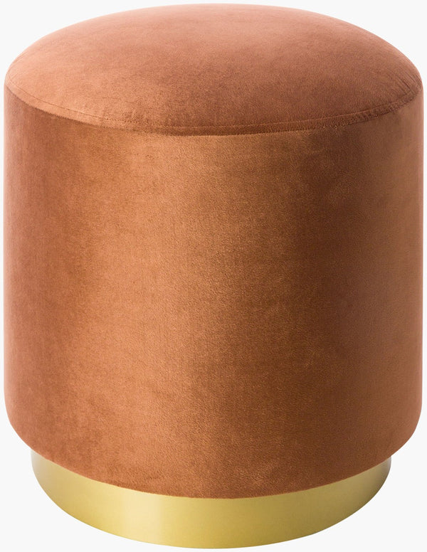 Surya Roxeanne 18" Modern Hand-woven Ottoman - Stylish Polyester & Metal Accent For Any Home Decor! Upholstery, Browntop, Brown,Base, Gold Polyester,Iron,Polyurethane Foam Ron-012
