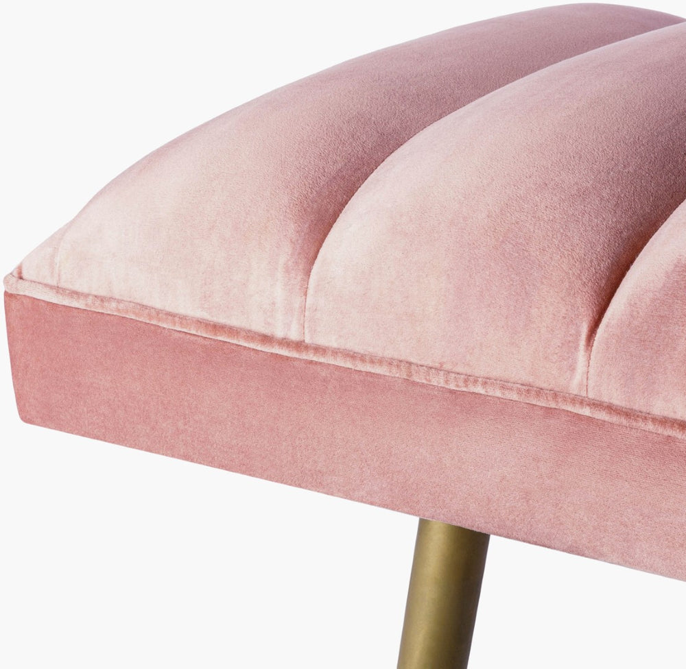 Surya Roxeanne 18"H X 48"W X 16"D Modern Hand-woven Bench – Stylish, Durable, Perfect For Any Room! Upholstery, Blushtop, Blush,Base, Gold Polyester,Iron,Polyurethane Foam,Dacron Ron-007