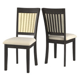 Homelegance By Top-Line Delroy Cane Accent Slat Back Dining Chairs (Set of 2) Black Rubberwood