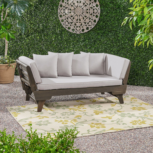 English Elm Ottavio Outdoor Acacia Wood Daybed with Weather Resistant Cushions for Patio Lounging 63454.00