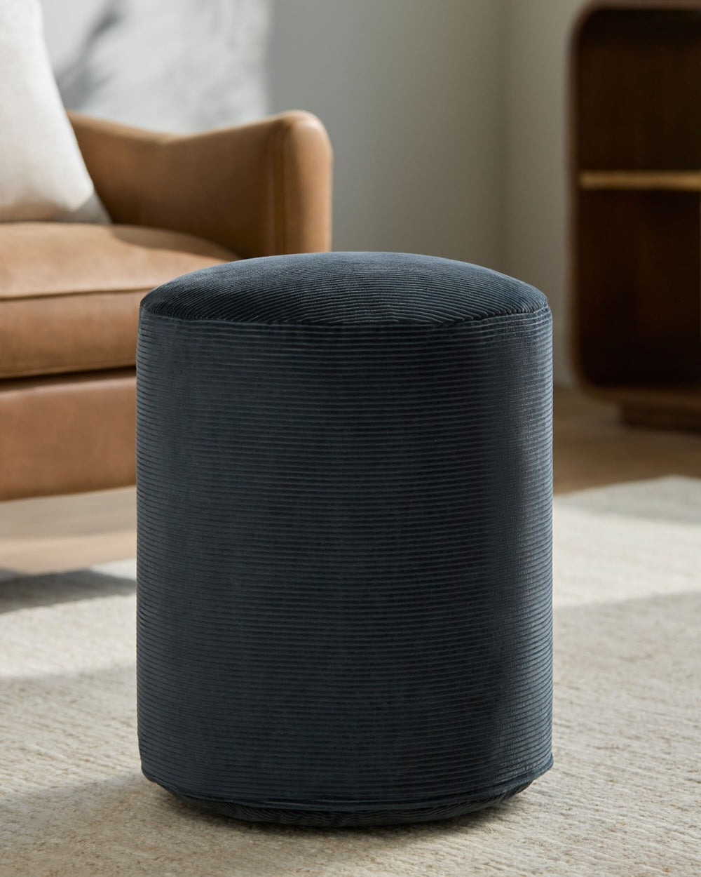 Surya Roy Cotton Fabric Pouf Polybead Fill Minimalist Floor Seat for Living Room or Bedroom ROPF006-161818