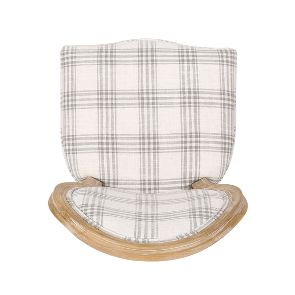 English Elm Christopher Knight Home® - Kd Vintage-Inspired Upholstered Dining Chair With Grey Plaid Fabric, Elegant Round Backrest Design 60352.00GRYPLD
