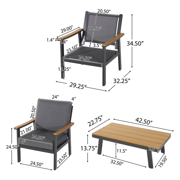English Elm Sinclair Outdoor 4 Piece Chat Set Aluminum Frame with Olefin Cushions Patio Seating 62850.00GGRY