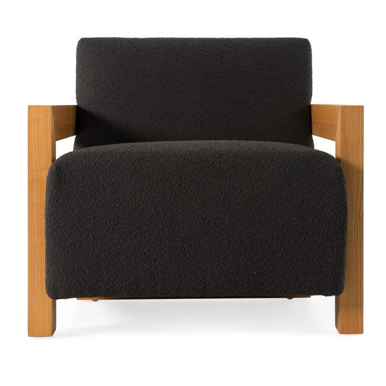 VIG Furniture Rosen Modern Black Upholstered Accent Chair With Natural Oak Arms, Foam & Coil Seat Comfort VGMF-L3128-BLK
