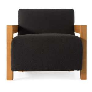 VIG Furniture Rosen Modern Black Upholstered Accent Chair With Natural Oak Arms, Foam & Coil Seat Comfort VGMF-L3128-BLK